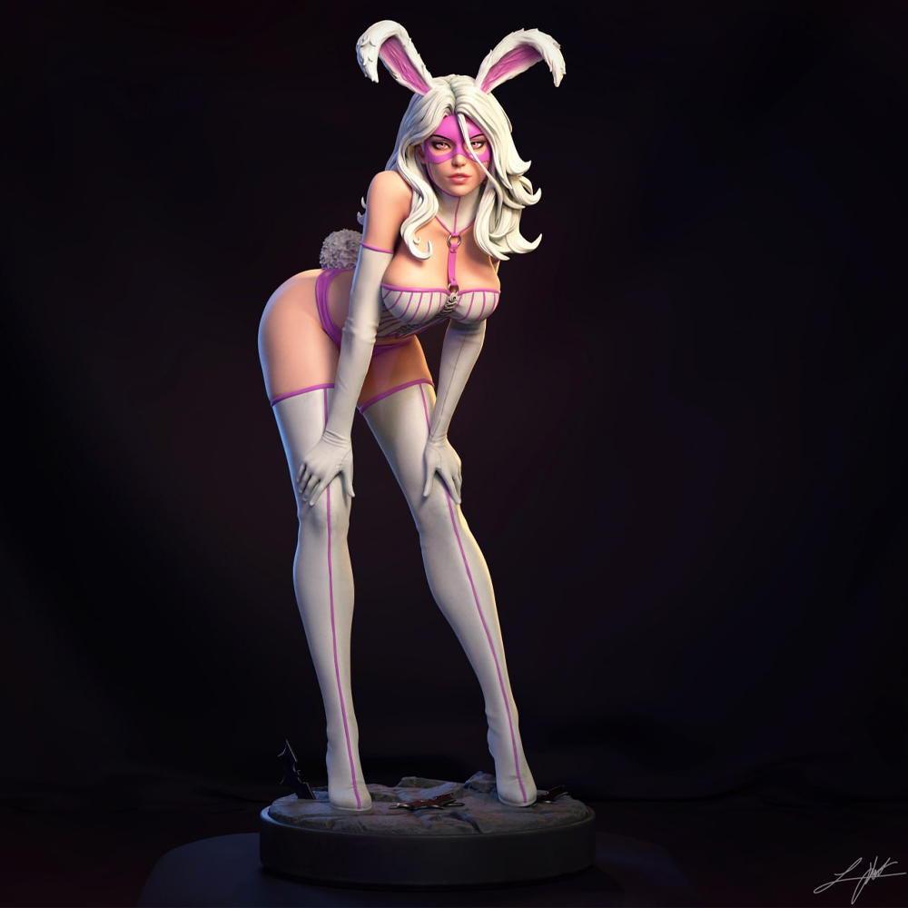 3D Printing Rabbit - 1:24 Belle White Rabbit Sexy Girl
