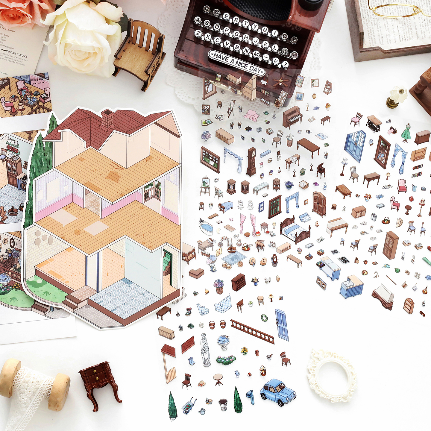 4 Sheets Cute Miniature House  – 3D Printing Construction recenzja i cena